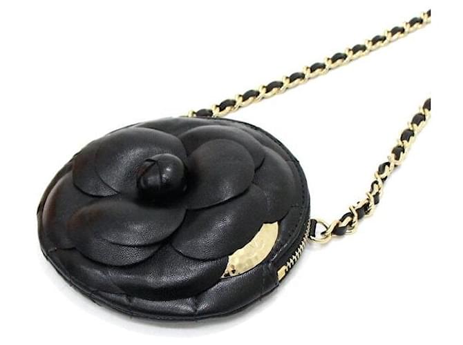 Chanel Mini borsa a tracolla con catena e CC Camelia dorata Nero - vista 9