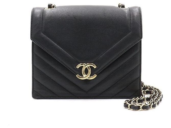Chanel Borsa a tracolla e crossbody Medium con patta Chevron e catena Nero - vista 2