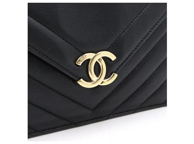 Chanel Borsa a tracolla e crossbody Medium con patta Chevron e catena Nero - vista 5