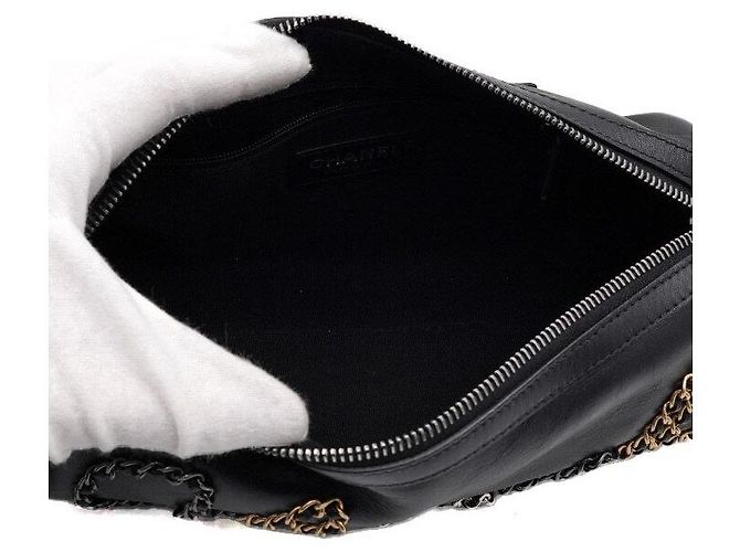 Chanel Borsa Bowling in pelle nera con logo e catena argentata Nero - vista 5