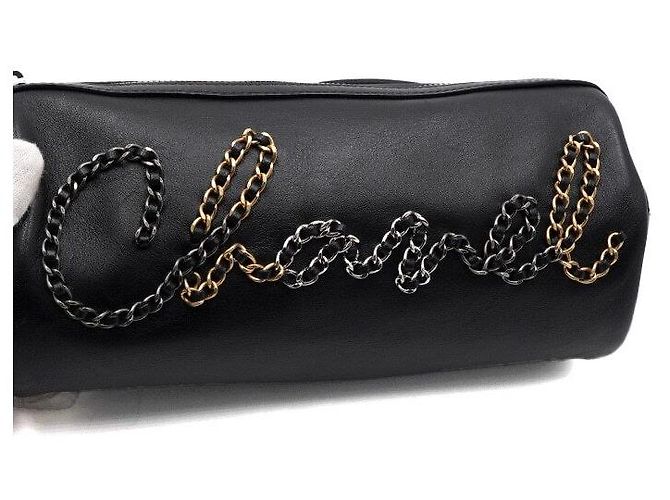Chanel Borsa Bowling in pelle nera con logo e catena argentata Nero - vista 9