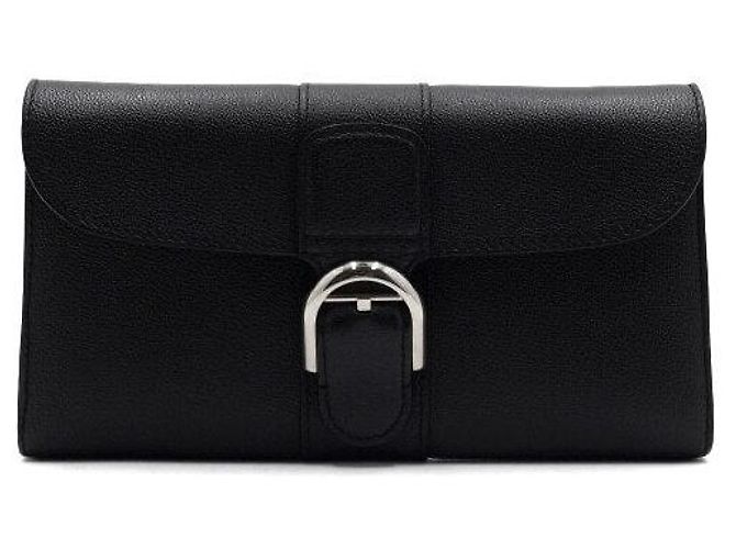 Delvaux Portafoglio Lungo Brillant in Vitello Rodeo Nero con Catena Argentata Crossbody - vista 2