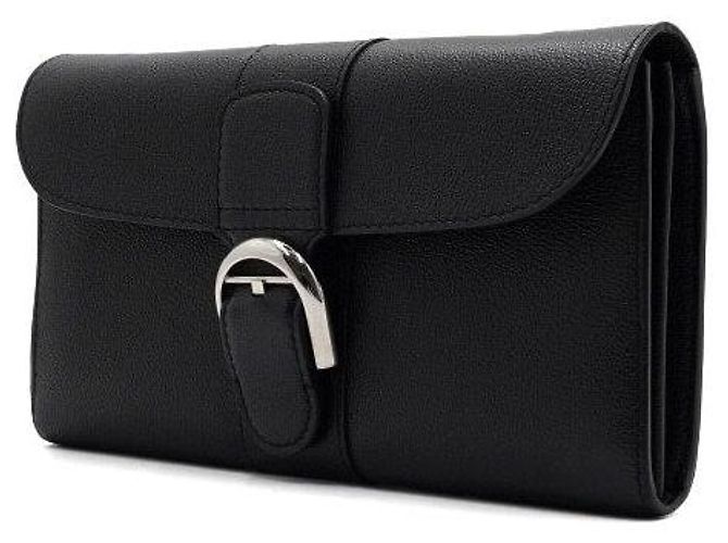 Delvaux Portafoglio Lungo Brillant in Vitello Rodeo Nero con Catena Argentata Crossbody - vista 3