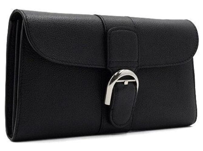 Delvaux Portafoglio Lungo Brillant in Vitello Rodeo Nero con Catena Argentata Crossbody - vista 4