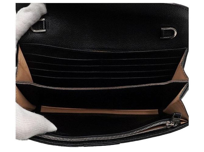 Delvaux Portafoglio Lungo Brillant in Vitello Rodeo Nero con Catena Argentata Crossbody - vista 6