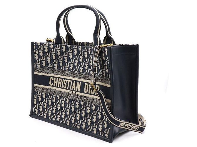 Dior Borsa Tote e Borsa a Tracolla Medium in Pelle Blue Oblique - vista 2