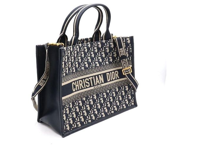 Dior Borsa Tote e Borsa a Tracolla Medium in Pelle Blue Oblique - vista 3
