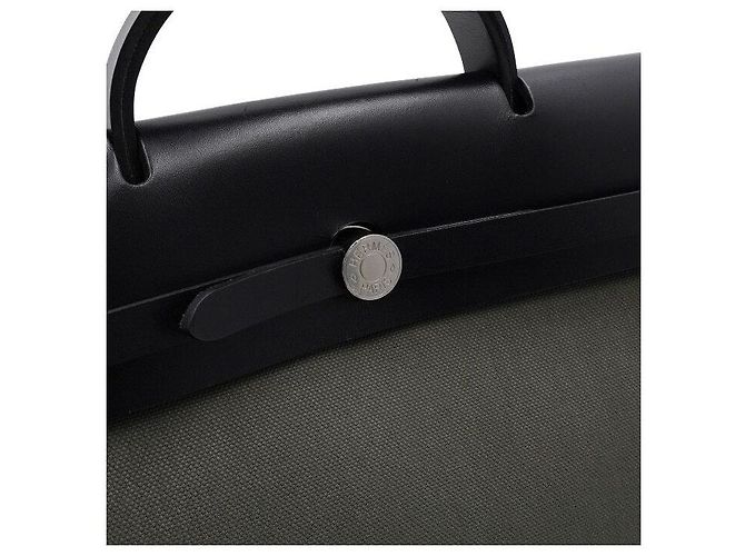 Hermès Borsa Tote Hunter in Tela Militare per Uomini e Donne Verde - vista 10