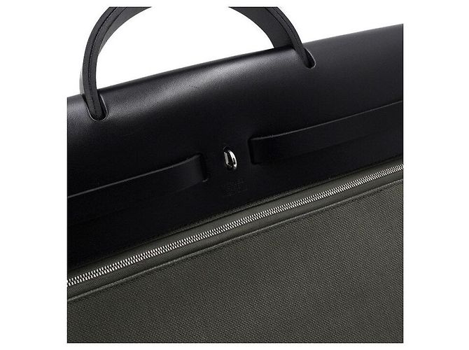 Hermès Borsa Tote Hunter in Tela Militare per Uomini e Donne Verde - vista 12