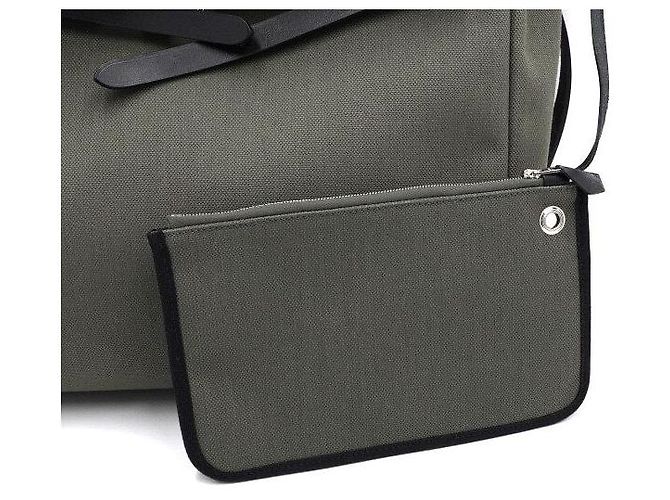 Hermès Borsa Tote Hunter in Tela Militare per Uomini e Donne Verde - vista 8