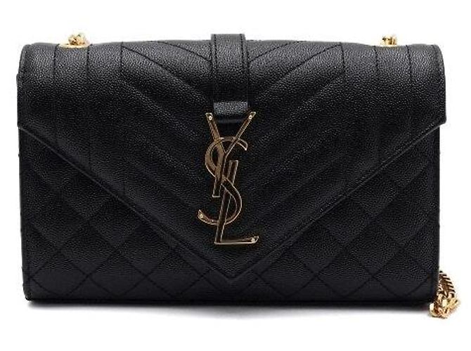 Saint Laurent Monogram Quilted Envelope Gold Chain Schultertasche und Crossbody-Bag - Ansicht 2