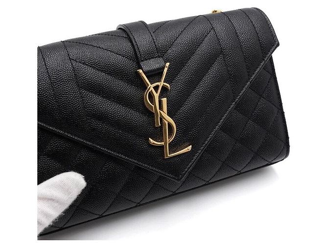 Saint Laurent Monogram Quilted Envelope Gold Chain Schultertasche und Crossbody-Bag - Ansicht 9
