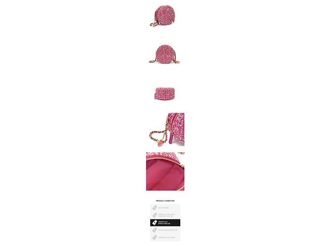 Chanel Borsa a tracolla rotonda in tweed Rosa - vista 2