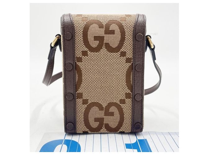Gucci Jumbo GG Shoulder Bag Brown Beige - vista 2