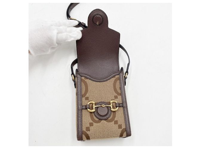 Gucci Jumbo GG Shoulder Bag Brown Beige - vista 8