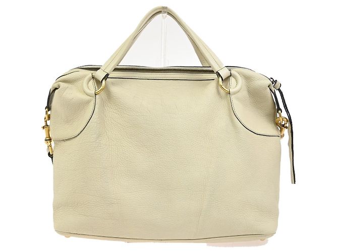 Sac Satchel Gucci en Twill et Cuir Blanc - vue 2