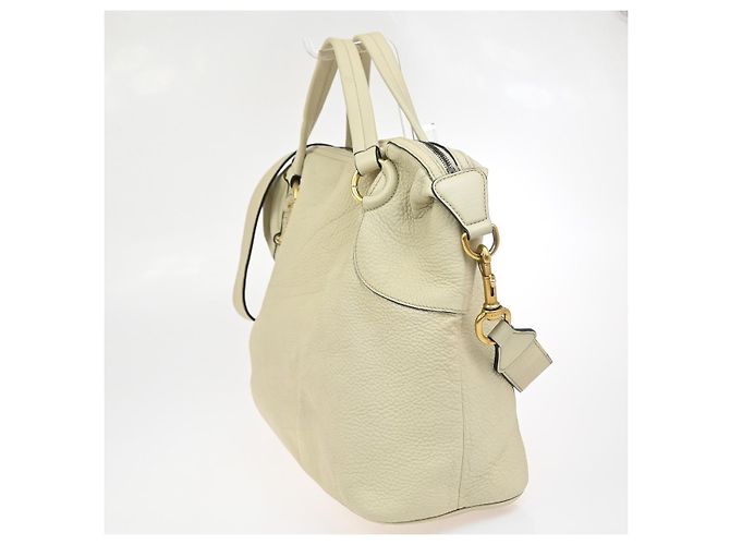 Sac Satchel Gucci en Twill et Cuir Blanc - vue 3