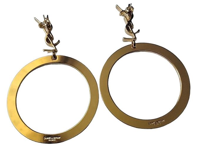 Orecchini a cerchio Saint Laurent con monogramma YSL tono oro D'oro - vista 2