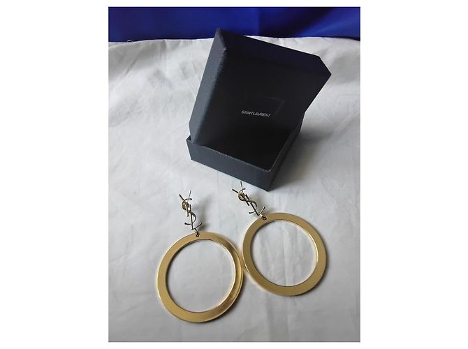 Orecchini a cerchio Saint Laurent con monogramma YSL tono oro D'oro - vista 4
