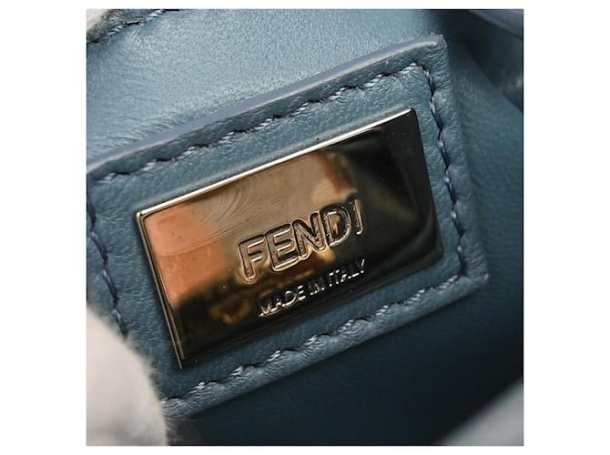 Fendi Peekaboo Leather Mini Blu - vista 4