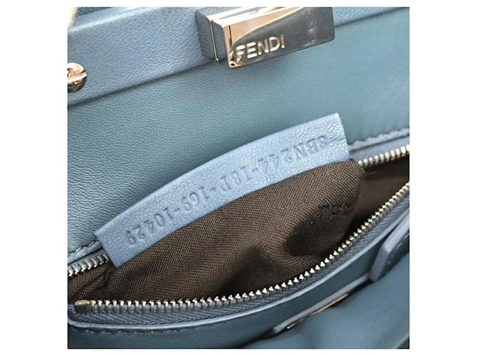 Fendi Peekaboo Leather Mini Blu - vista 5