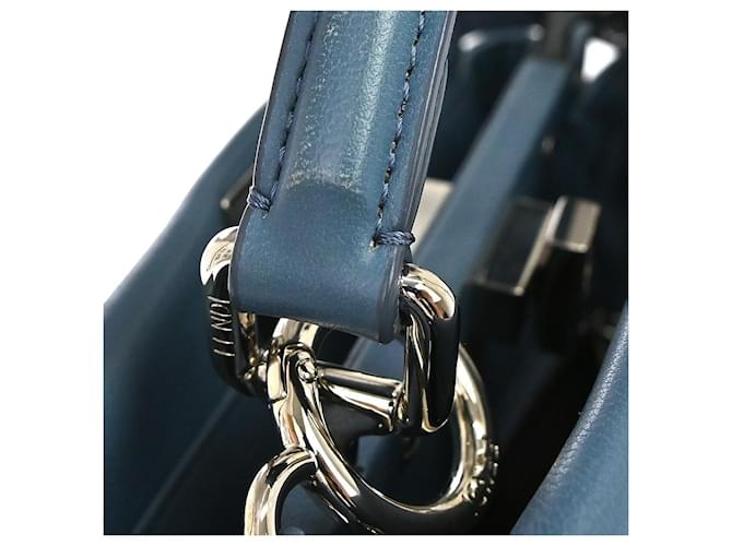 Fendi Peekaboo Leather Mini Blu - vista 7