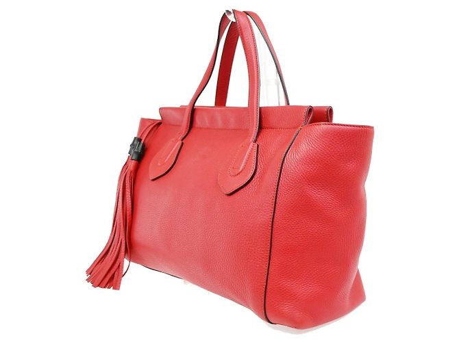 Gucci Lady Tassel Top Handle Leather Medium Rosso - vista 3