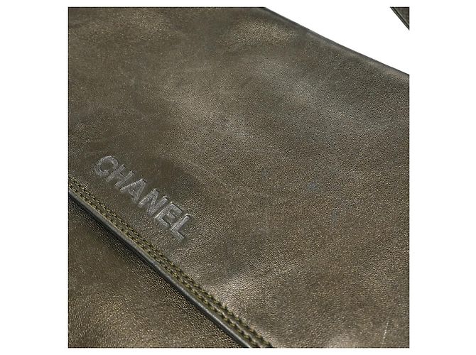 Chanel Vintage Logo Flap Messenger Lambskin Small Marrone - vista 4