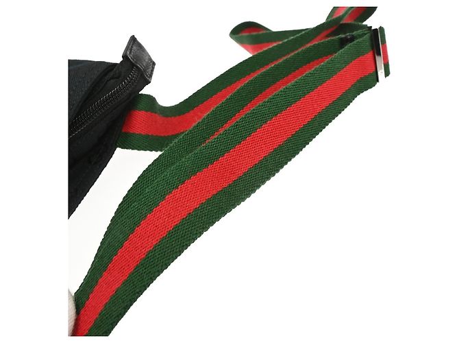 Borsa a tracolla Gucci Web Strap Zip in canvas GG e pelle Small Nero - vista 6