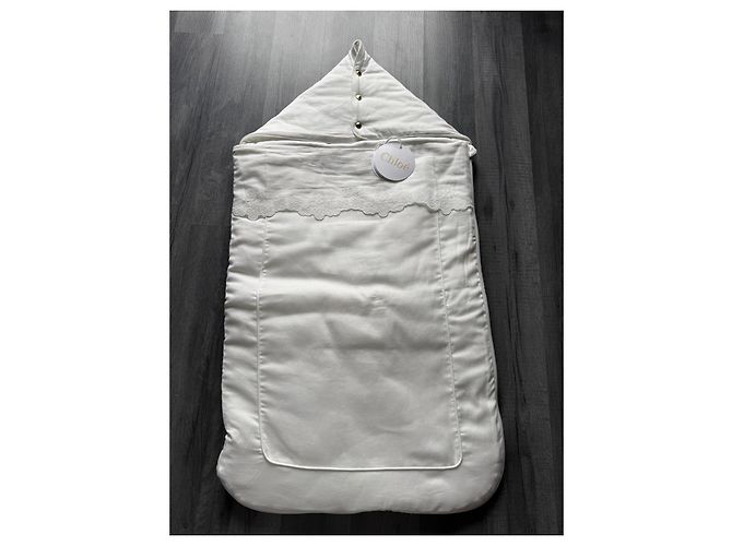 Saco de dormir Chloé en algodón blanco con bordados - vista 2