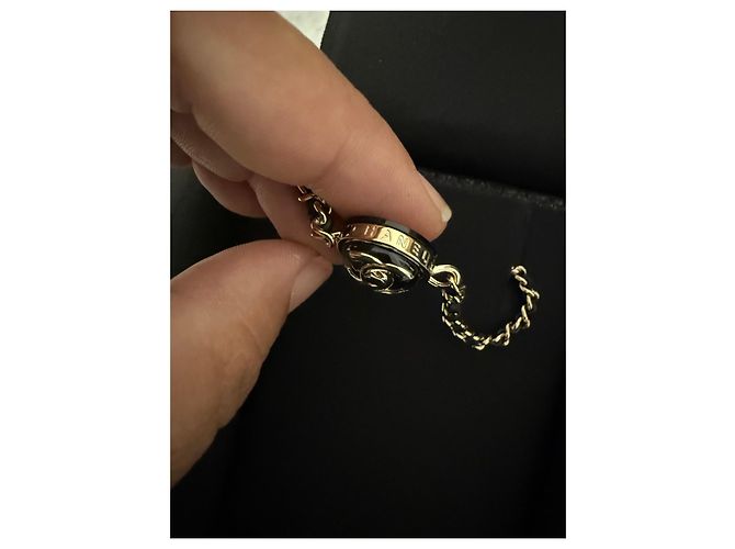 Collana Choker Chanel Logo CC Dorata e Nera Nero Gold hardware - vista 7