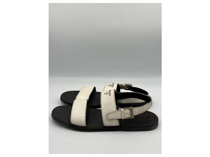 Prada White Saffiano Leather Sandals - view 2
