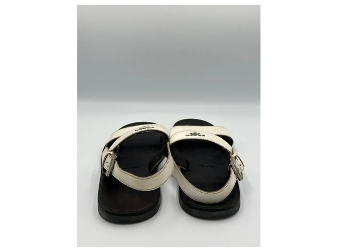 Prada White Saffiano Leather Sandals - view 3