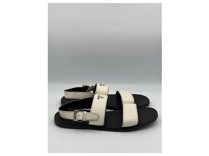 Prada White Saffiano Leather Sandals - view 4