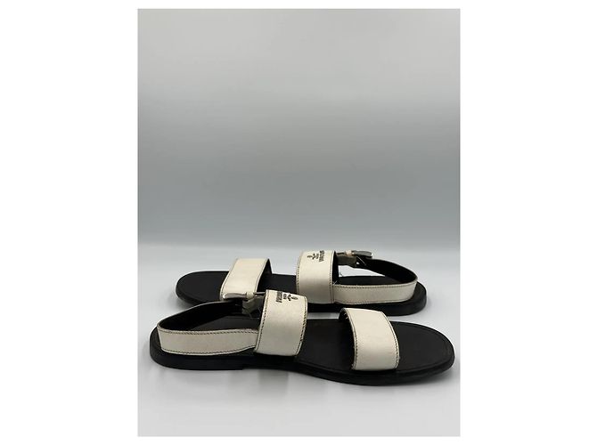 Prada White Saffiano Leather Sandals - view 5