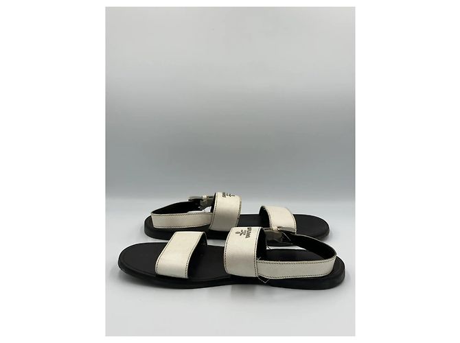 Prada White Saffiano Leather Sandals - view 6