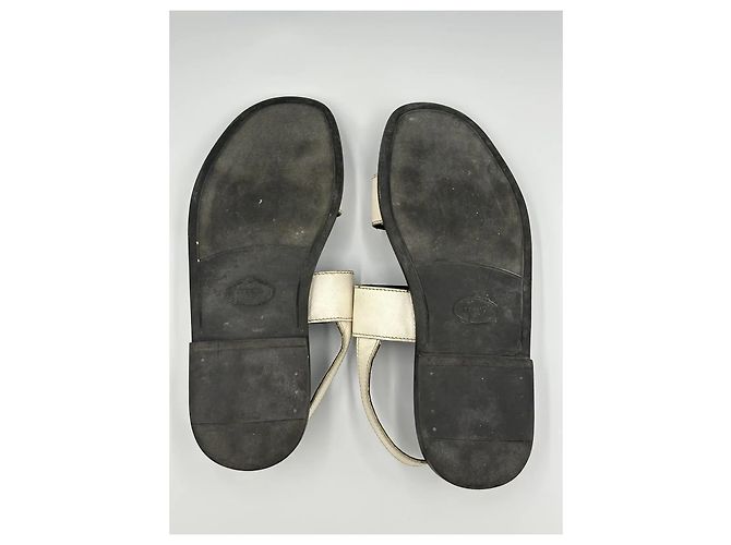Prada White Saffiano Leather Sandals - view 7
