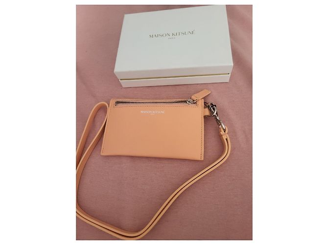 Kitsune Pale pink leather wallet with shoulder strap - view 2