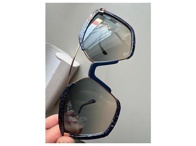 Gafas de sol Jimmy Choo Deep Blue Snake Rose Gold gradual Castaño Azul - vista 2