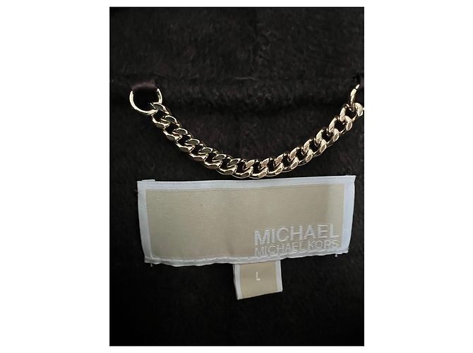 Michael Kors Wool Blend Logo Jacquard Wrap Belted Brown  Coat size L Monogram - view 3