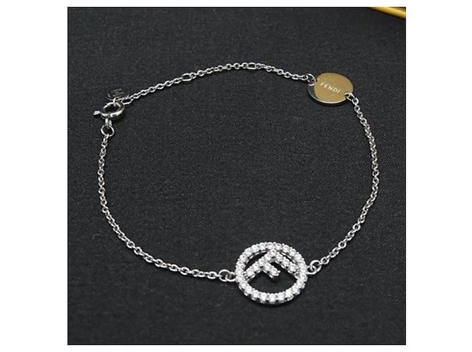 Bracciale con charm e strass argento Fendi - vista 5