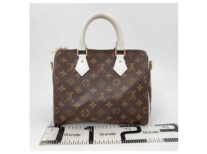 Borsa Louis Vuitton Speedy Bandoulière 25 Marrone Bianco Monogramma - vista 2