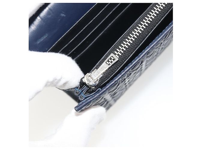 Cartera larga LOEWE Anagram de piel Navy Silver Auth bs36544 Plata Azul marino - vista 10