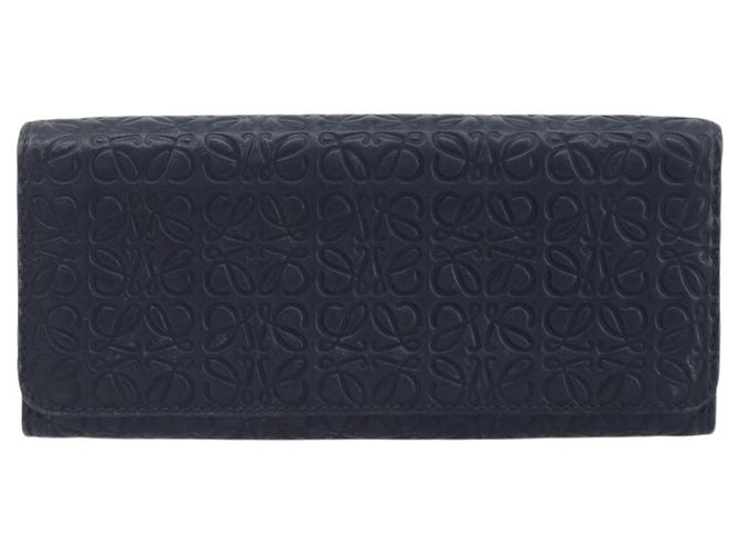 Cartera larga LOEWE Anagram de piel Navy Silver Auth bs36544 Plata Azul marino - vista 13