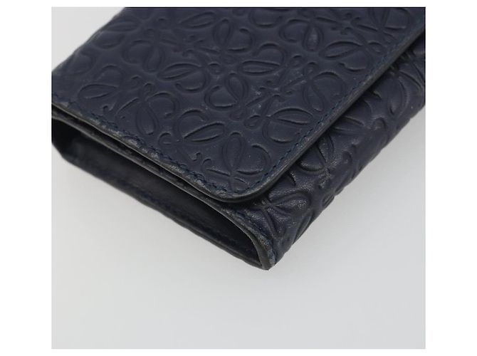 Cartera larga LOEWE Anagram de piel Navy Silver Auth bs36544 Plata Azul marino - vista 14