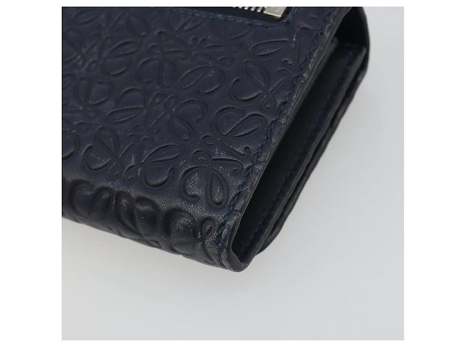 Cartera larga LOEWE Anagram de piel Navy Silver Auth bs36544 Plata Azul marino - vista 15