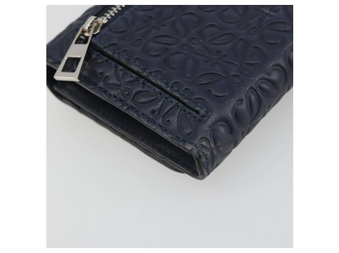 Cartera larga LOEWE Anagram de piel Navy Silver Auth bs36544 Plata Azul marino - vista 16