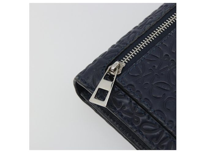 Cartera larga LOEWE Anagram de piel Navy Silver Auth bs36544 Plata Azul marino - vista 17