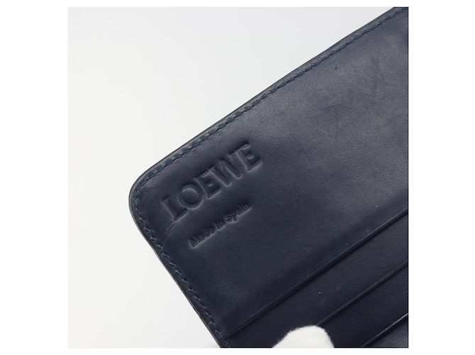 Cartera larga LOEWE Anagram de piel Navy Silver Auth bs36544 Plata Azul marino - vista 18