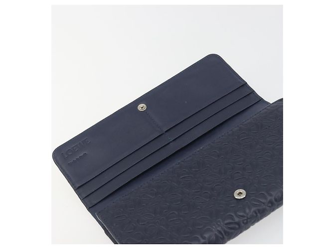 Cartera larga LOEWE Anagram de piel Navy Silver Auth bs36544 Plata Azul marino - vista 19